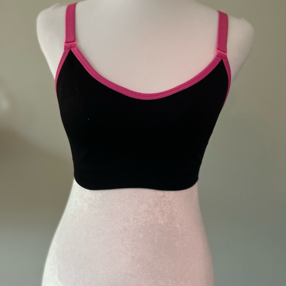 Black & Pink Seamless Crop Bralette - Women Intimates